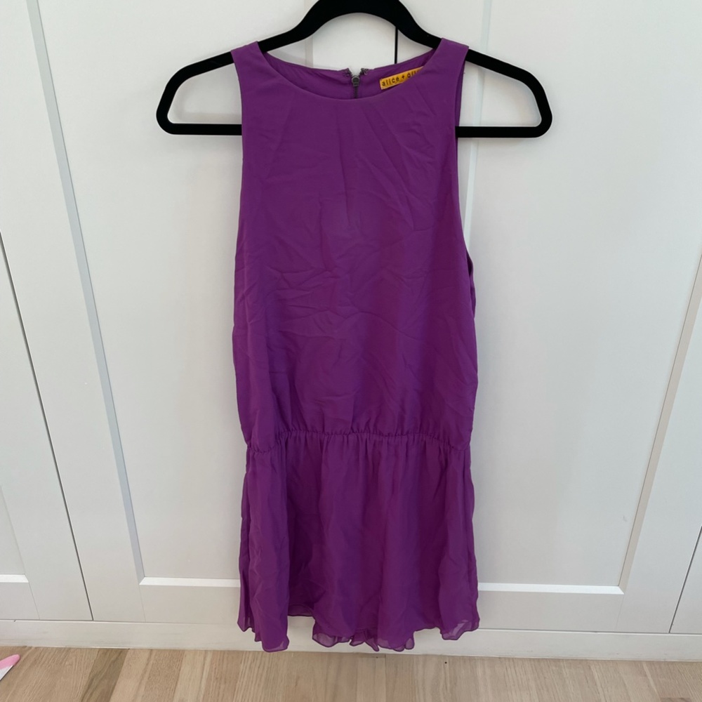 Alice and Olivia Purple Sleeveless Mini Dress